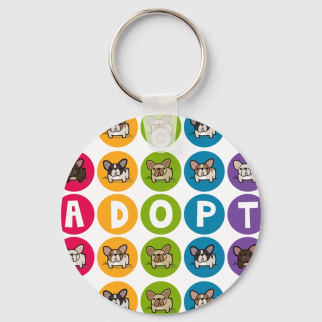 Adopt Rainbow Frenchie Nyckelring (Framsida)