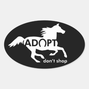 Adopt Shop Horse White Ovalt Klistermärke