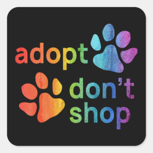 Adopt Shop inte Rainbow Tassar Fyrkantigt Klistermärke
