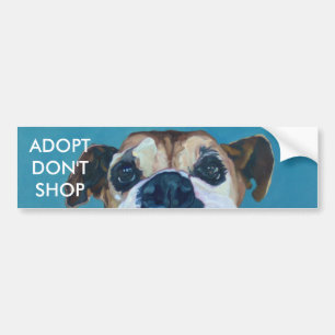 ADOPT SHOPPAR INTE bildekalboxarehunden Bildekal