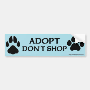 Adopt shoppar inte med hund- och katttasstrycket bildekal