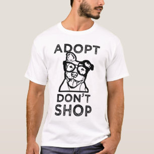 Adopt shoppar inte Pitbull räddingkvinna skjorta Tee