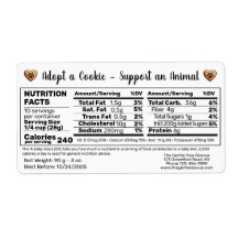 Adoptera en Cookie Djur Räddning Bak Näringsinform