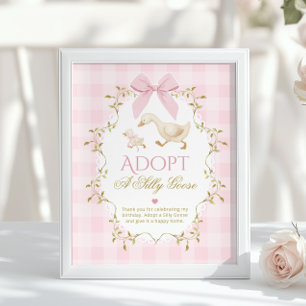 Adoptera en dum gås Rosa randig 1-årsdag Poster