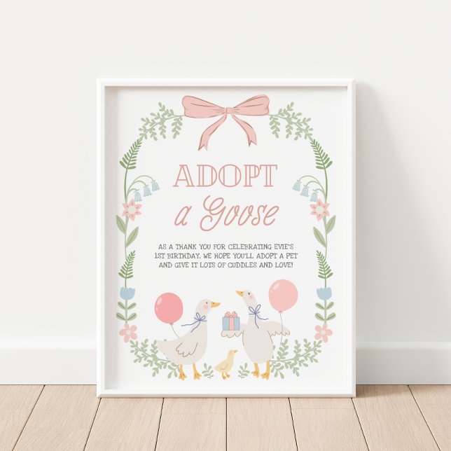 Adoptera en gås Rosa blommig födelsedagsdekoration Poster (Skapare uppladdad)