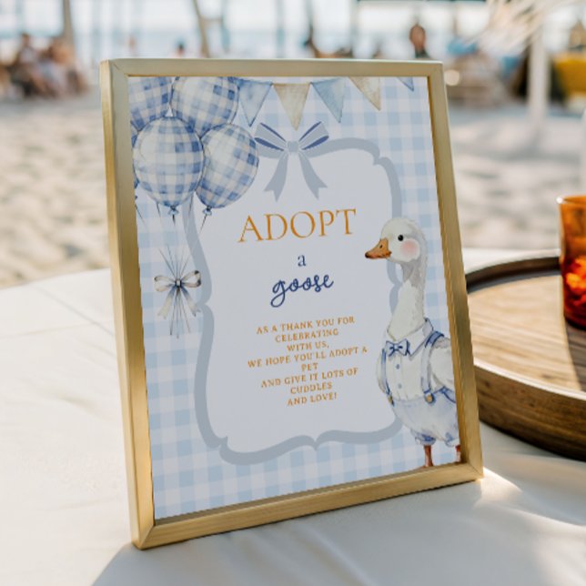 Adoptera en gås skylt Blå Gingham Pojke Första föd (Skapare uppladdad)