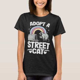 Adoptera en gata katt regnbåge rolig tvättbjörn t shirt