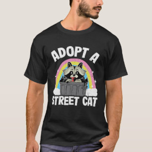 Adoptera en gata katt Regnbåge tvättbjörn T Shirt