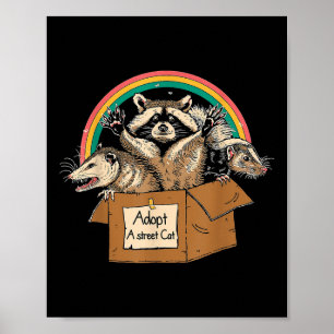 Adoptera en gatukatt-tröja Rollig opossum tvättbjö Poster