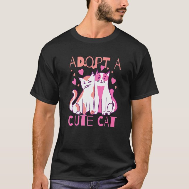 Adoptera En Söt Katt T Shirt (Framsida)