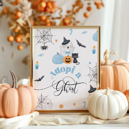 Adoptera en spök Halloween blå födelsedagsfest Poster