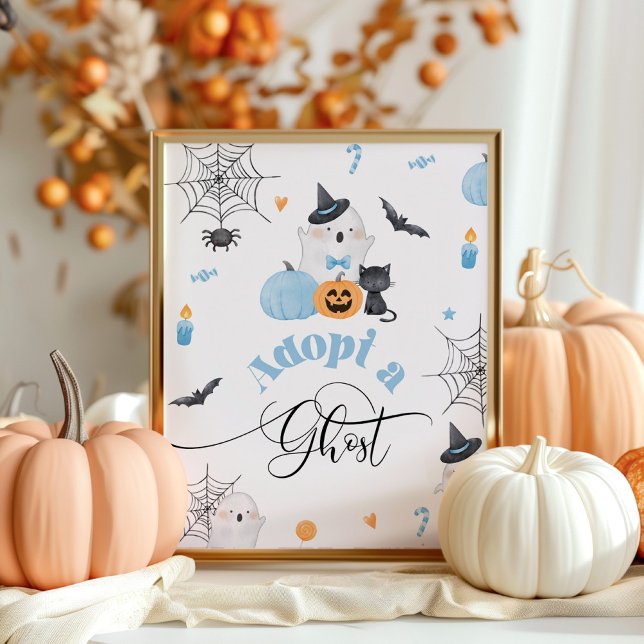 Adoptera en spök Halloween blå födelsedagsfest Poster (Skapare uppladdad)