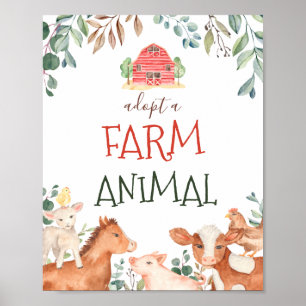 Adoptera gårdsdjursskylt Petting Zoo-fest Poster