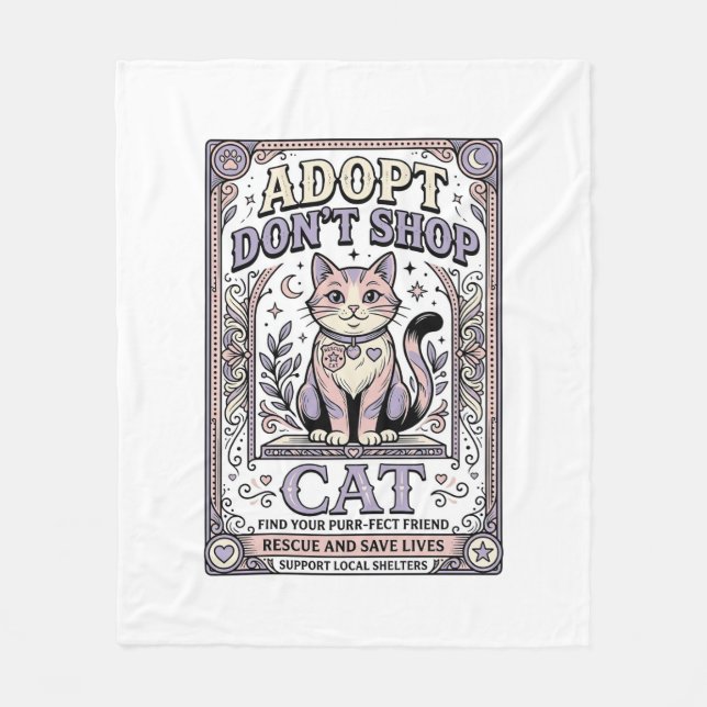 Adoptera Inte Handla Katt Katträddning Adoption Vi Fleecefilt (Framsidan)