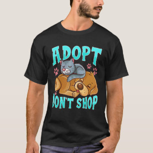 Adoptera Inte Köp Katt & Hund T Shirt