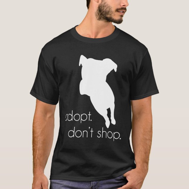 Adoptera Inte Köp Pitbull Hund T-Shirt Nej Valpfab (Framsida)