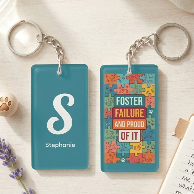 Adoptera Inte Köp Räddningsdjur Konst (Foster failure and proud keychain for pet parents — cute adoption day gift idea for her.)