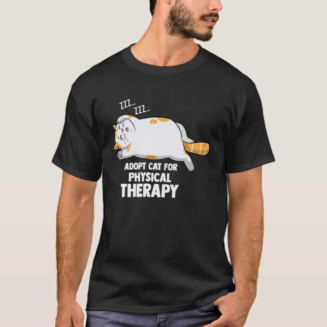 Adoptera katt för fysioterapi t shirt (Framsida)