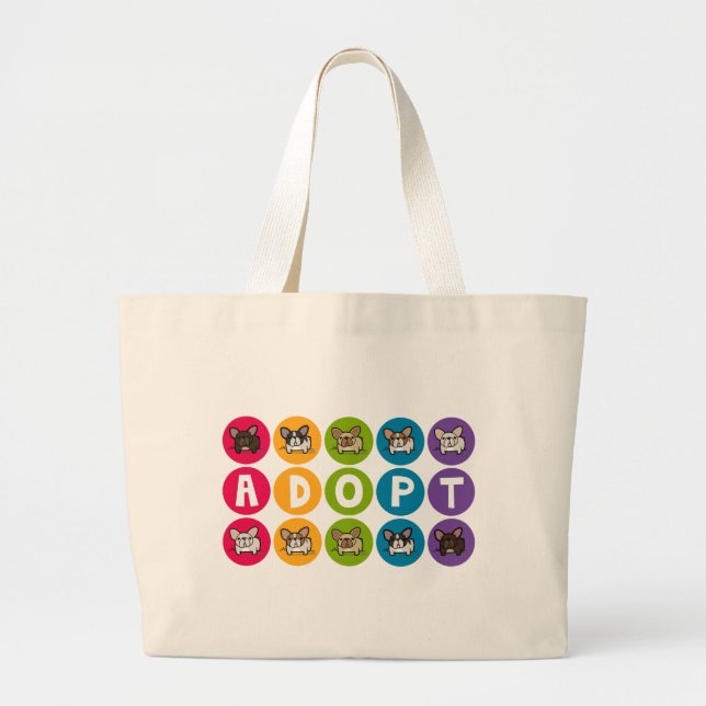 Adoptera regnbågen Frenchie Jumbo Tygkasse (Framsidan)