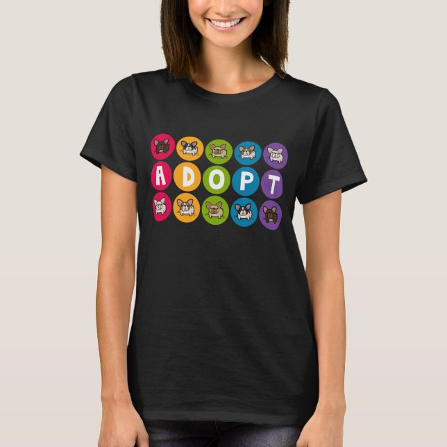Adoptera regnbågen Frenchie T Shirt (Framsida)