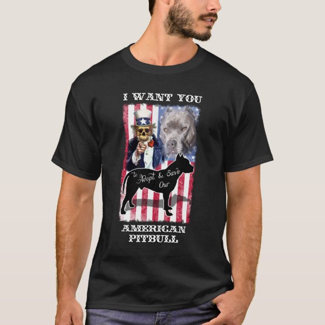 Adoptera & spara den amerikanPitbull terrieren Tee Shirt (Framsida)