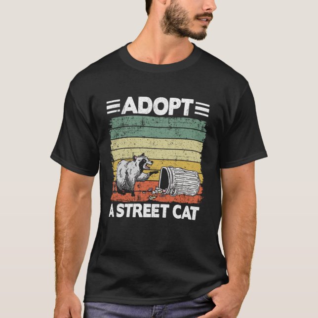 Adoption A Street Cat Raccoon 2 T Shirt (Framsida)