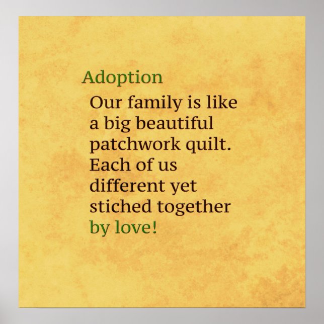 Adoption är ett lappverk poster (Framsidan)