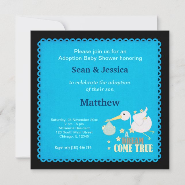 Adoption Baby Shower Boy Inbjudningar (Framsida)