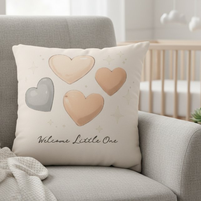 Adoption Baby Shower Hearts Kudde (Welcome Little One heart nursery pillow)