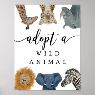 Adoption Center   Boy Safari Födelsedagsfest Sign Poster
