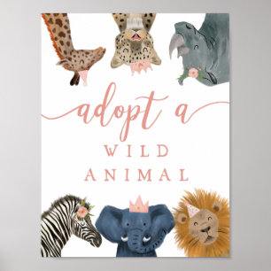 Adoption Center   Rosa Safari Födelsedagsfest Sign Poster