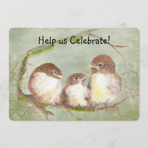 Adoption Firande Party Sweet Bird Family Art Inbjudningar