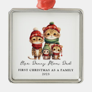 Adoption Första jul som en familj av 4 Cheetah Julgransprydnad Metall