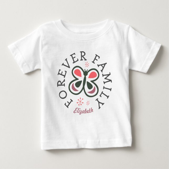 Adoption Gift för ForeFamily Rosa Butterfly Adopti Tee Shirt (Framsida)