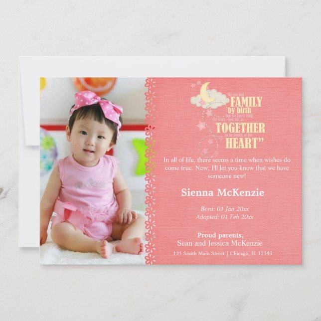Adoption Girl-meddelande Meddelande (Framsida)
