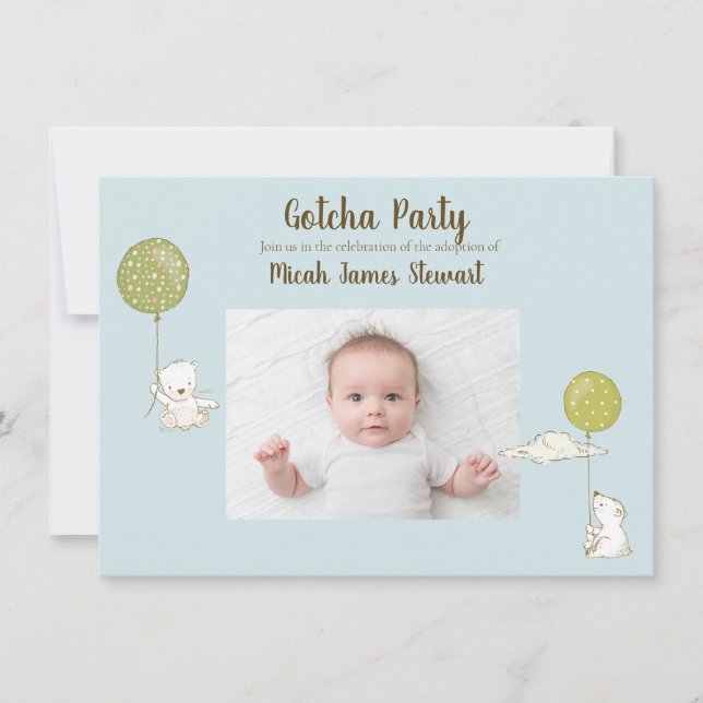 Adoption Party"Gotcha" Party för pojkars personlig Inbjudningar (Framsida)