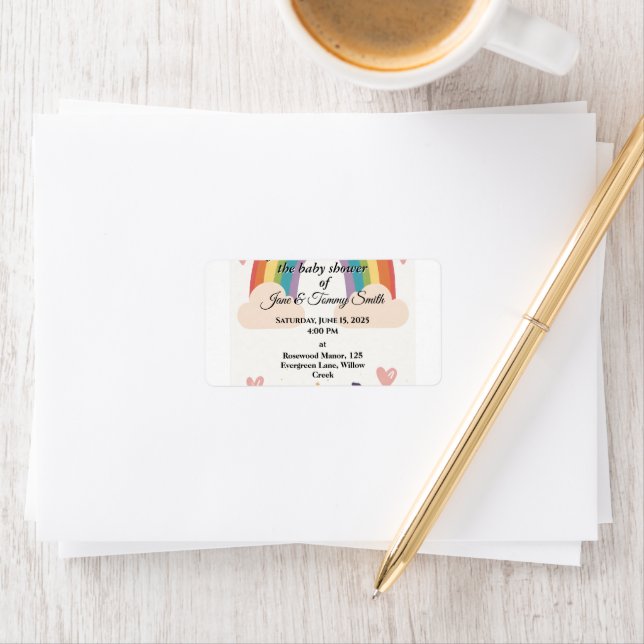 Adoption Rainbow Baby Shower Adressetikett (Insitu)