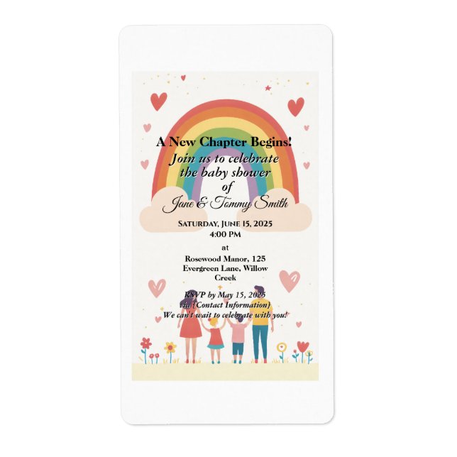 Adoption Rainbow Baby Shower Fraktsedel (Framsidan)