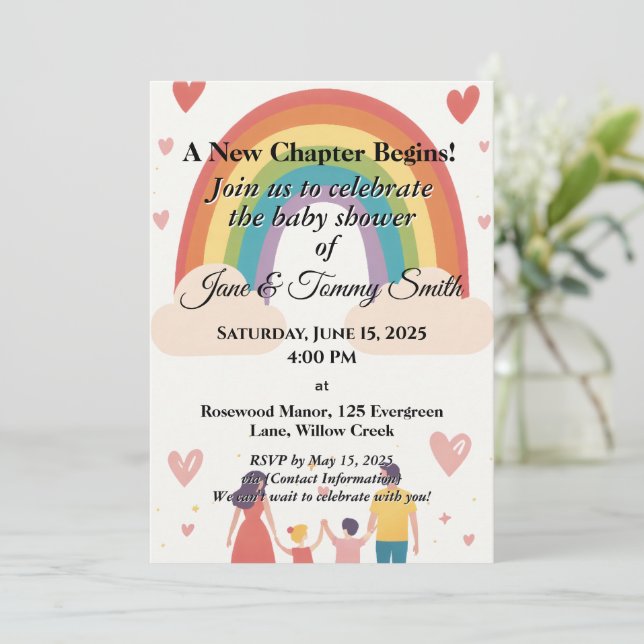 Adoption Rainbow Baby Shower Inbjudningar (Stående Fram)