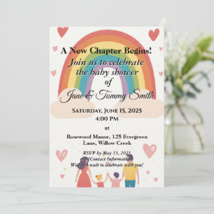 Adoption Rainbow Baby Shower Inbjudningar