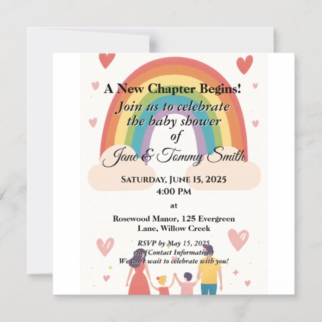 Adoption Rainbow Baby Shower Magnetisk Inbjudningskort (Framsida)