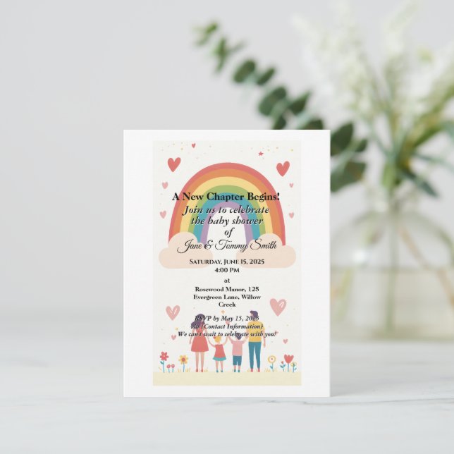 Adoption Rainbow Baby Shower OSA Kort (Stående Fram)