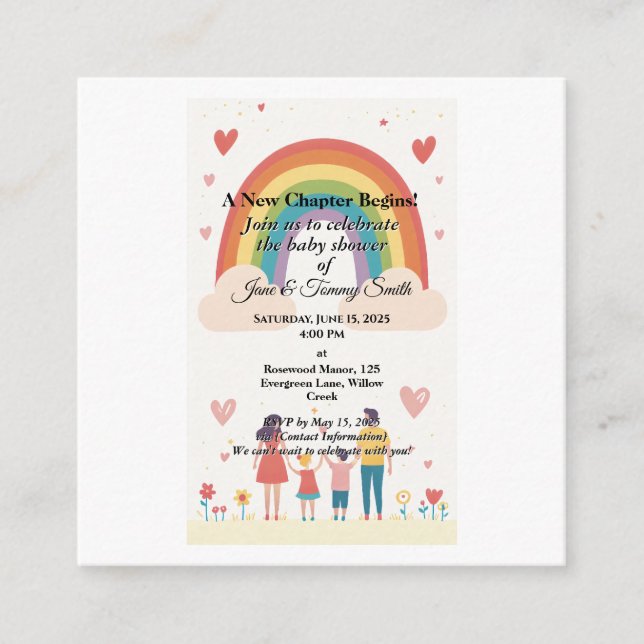 Adoption Rainbow Baby Shower Tilläggskort (Framsida)