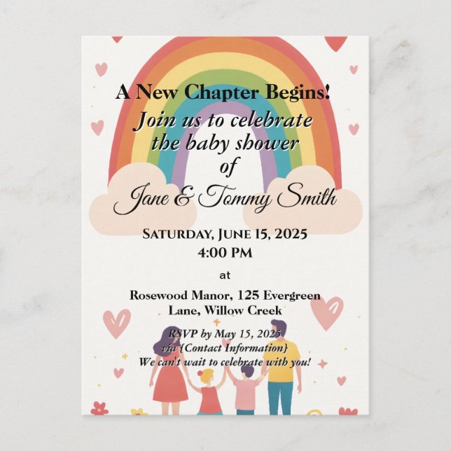 Adoption Rainbow Baby Shower Vykort (Framsida)