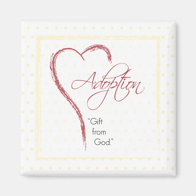 Adoption, Religiösa, Gulter med rött hjärta Magnet (Framsidan)