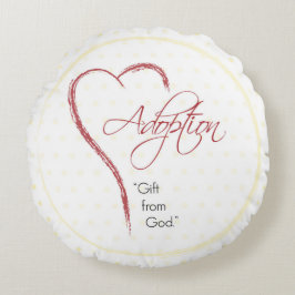 Adoption, Religiösa, Gulter med rött hjärta Rund Kudde