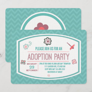 Adoption Shower Modern Rosa & Blue Butterfly Inbjudningar