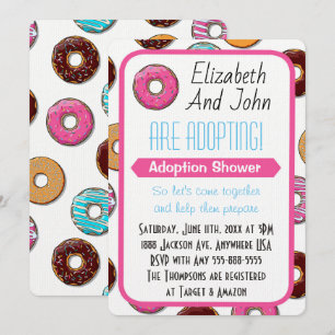 Adoption Shower Modern Rosa Donut Party Inbjudningar