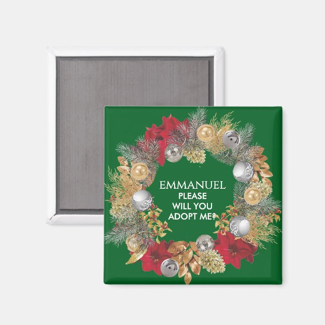 Adoption VÄNLIGENEN ADOPTERA MIG Bonus Pappa Jul Magnet (Front/Back)