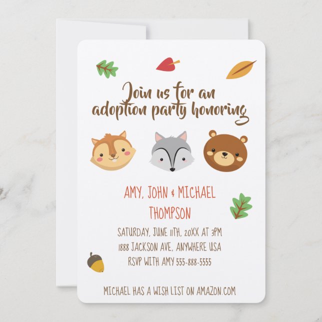 Adoptionparty Announcment - inbjudningar (Baksida)